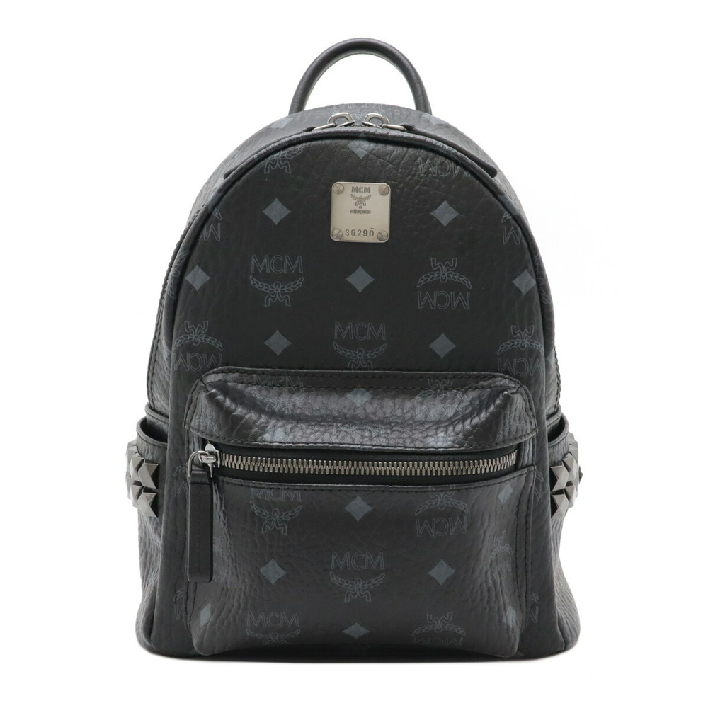 MCM Stark Visetos Backpack Studded Canvas Black
